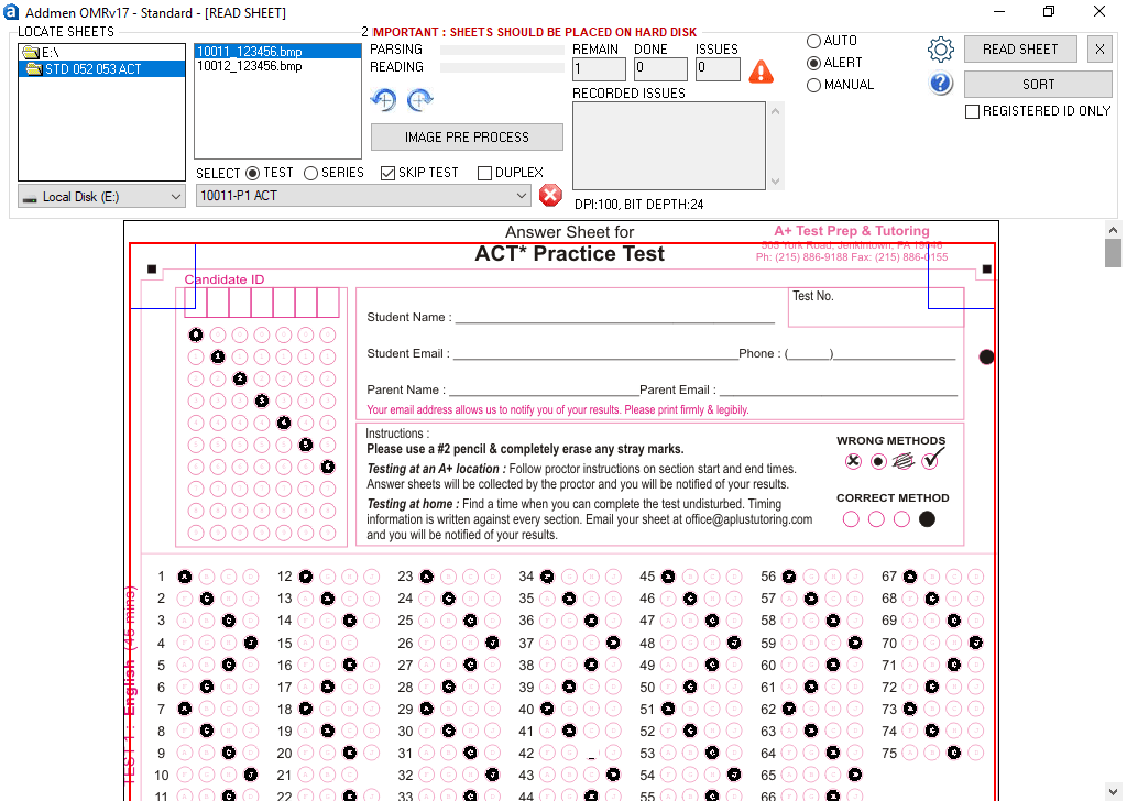 ACT Test Scoring Software